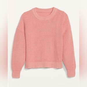 NWT S Old Navy Acid-Wash Shaker-Stitch Sweater Sugar Coral 🪸 Pink Cotton
